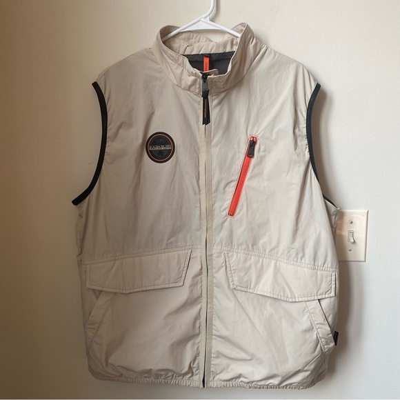 Napapijri Light Tan Vest with Bright Orange Accent like new - Picture 1 of 8